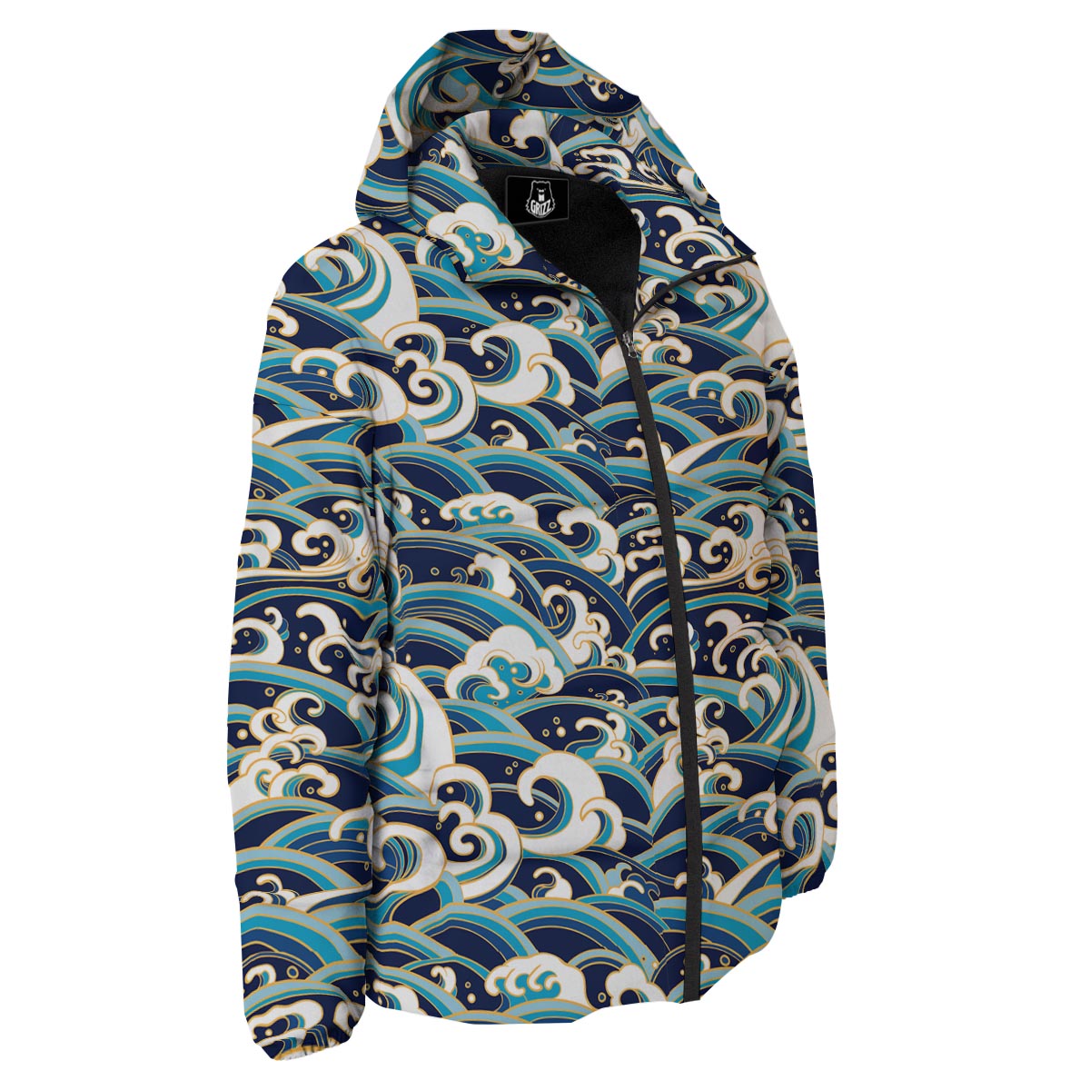 Surfing Sea Wave Print Pattern Down Jacket-grizzshop