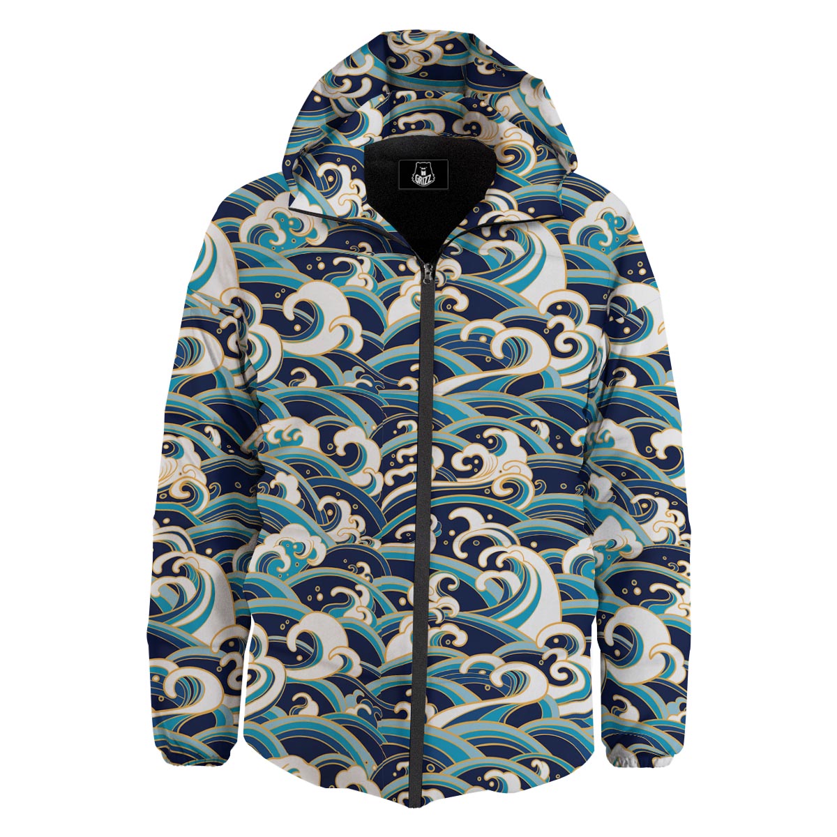 Surfing Sea Wave Print Pattern Down Jacket-grizzshop