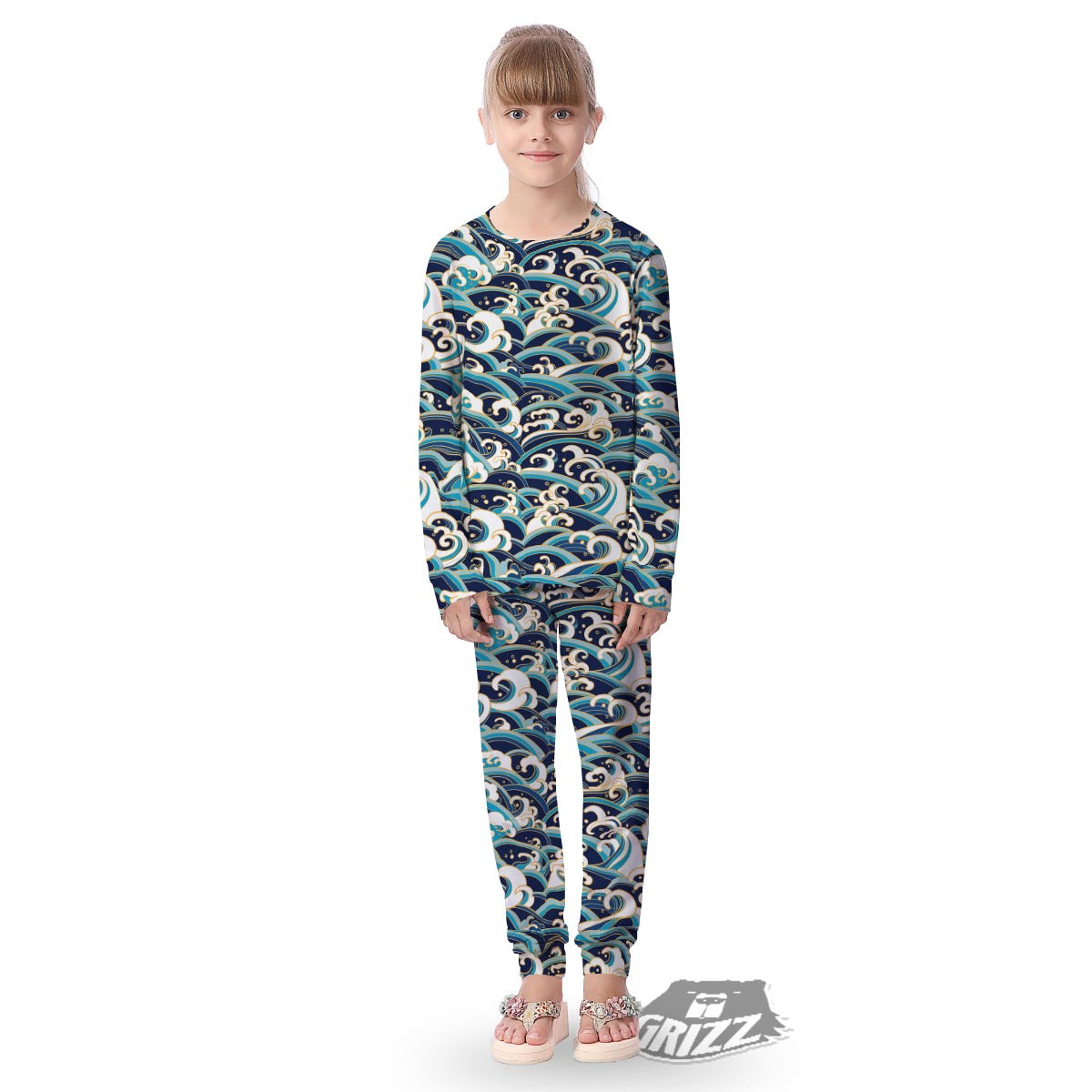 Surfing Sea Wave Print Pattern Kid's Pajamas-grizzshop