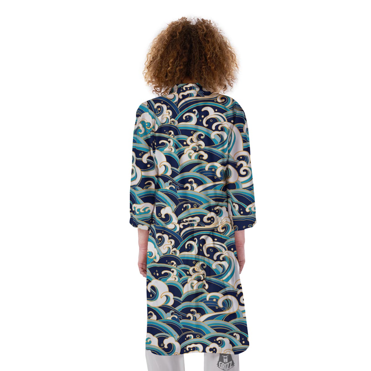 Surfing Sea Wave Print Pattern Kimono-grizzshop