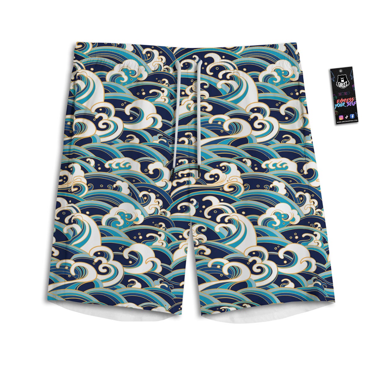 Surfing Sea Wave Print Pattern Men's Athletic Shorts