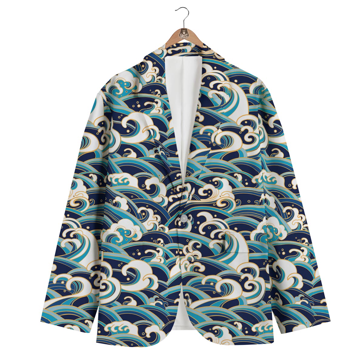 Surfing Sea Wave Print Pattern Men's Blazer-grizzshop
