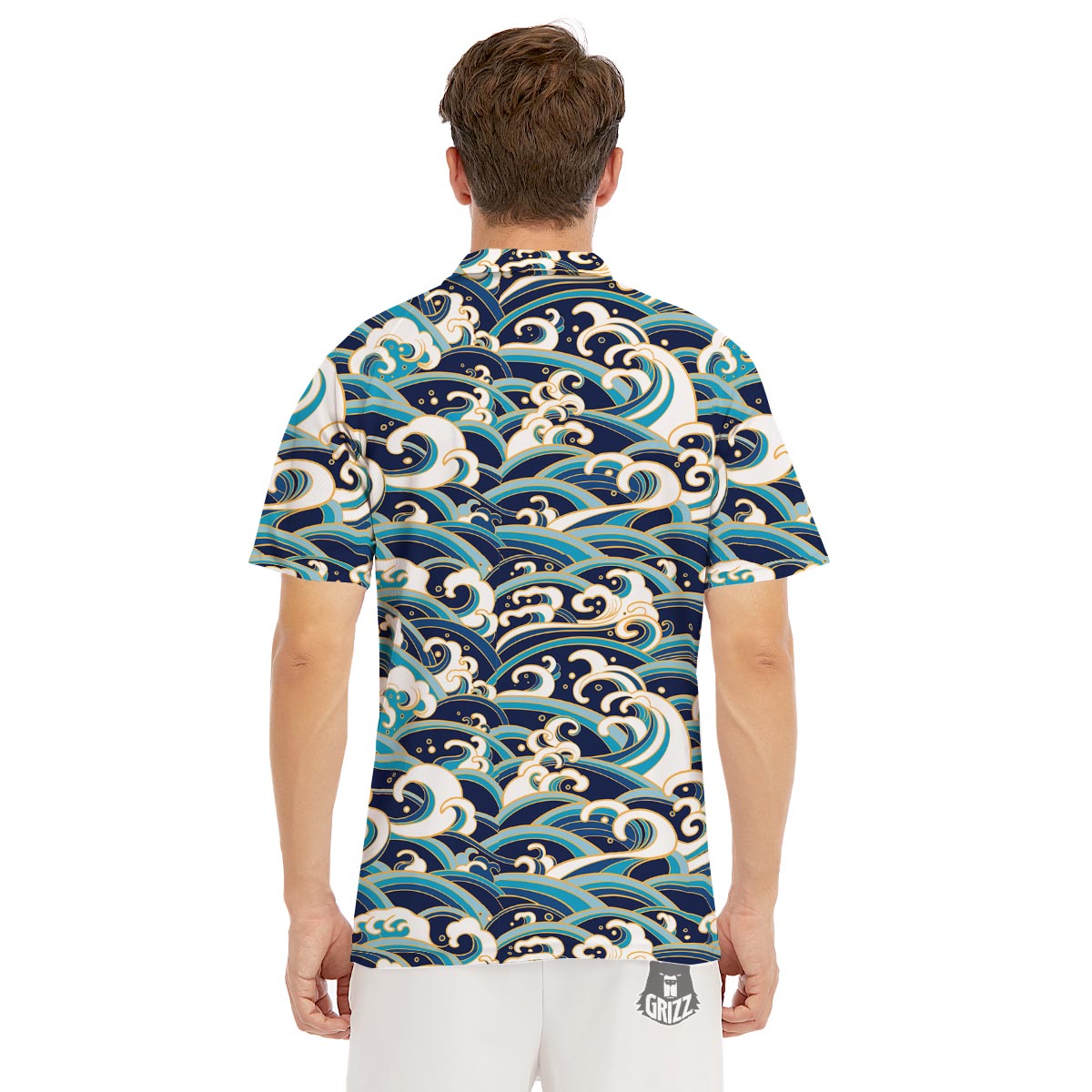 Surfing Sea Wave Print Pattern Men's Golf Shirts-grizzshop