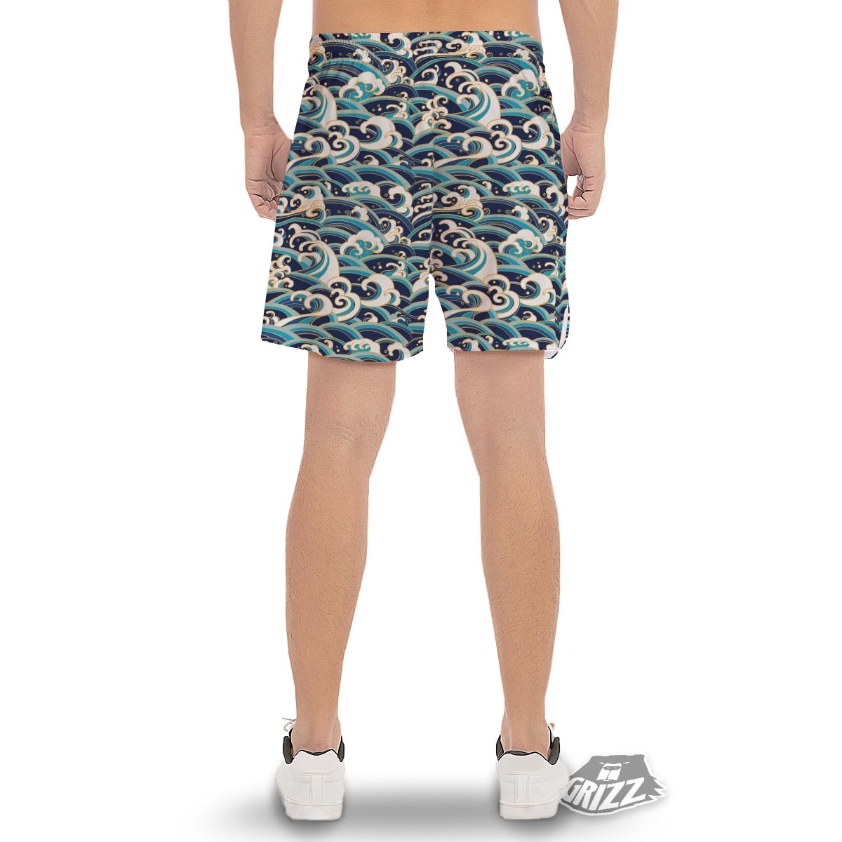Surfing Sea Wave Print Pattern Men's Gym Shorts-grizzshop