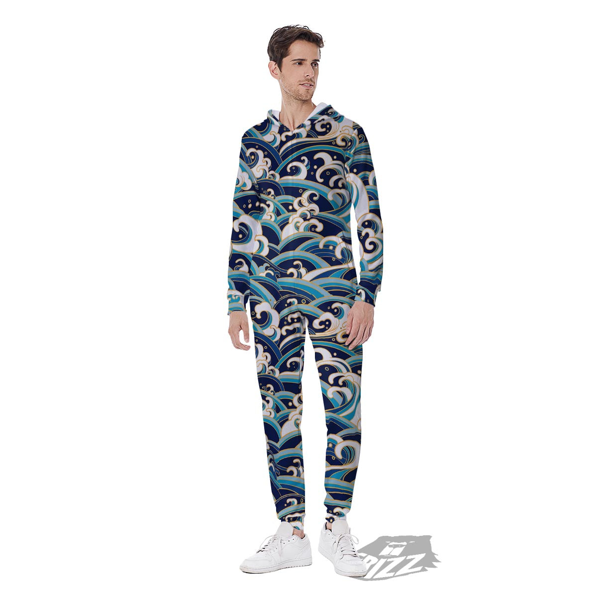 Surfing Sea Wave Print Pattern Men's Jumpsuit-grizzshop