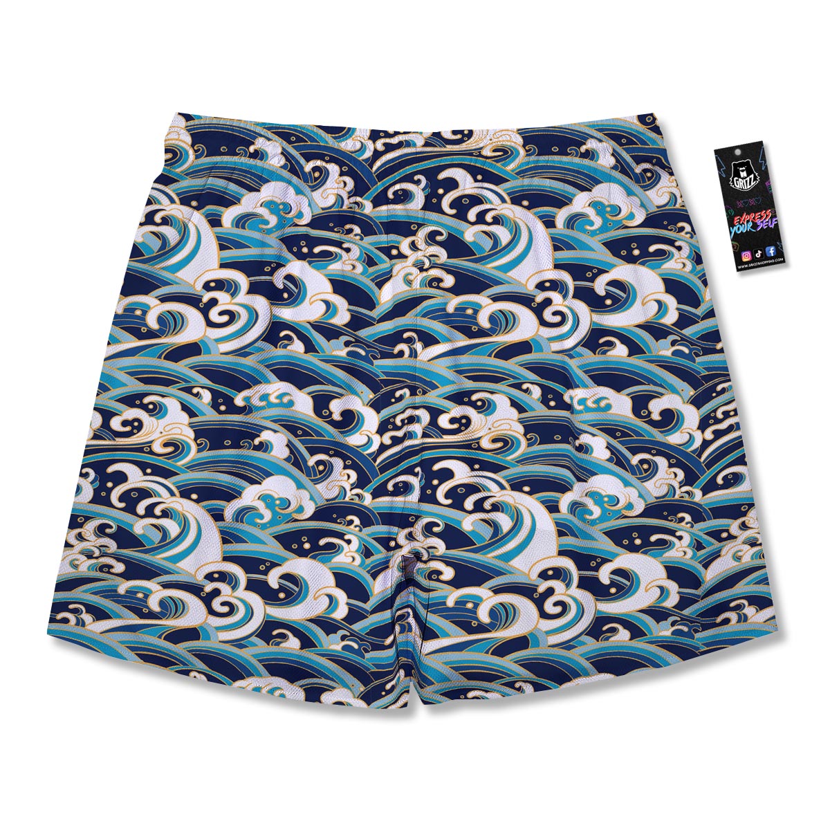 Surfing Sea Wave Print Pattern Men's Running Shorts-grizzshop
