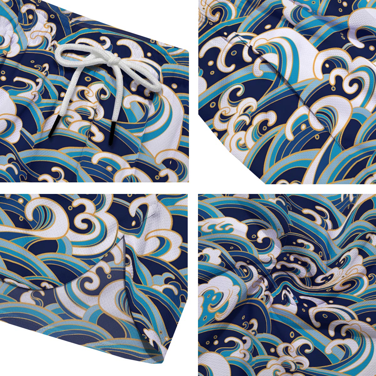Surfing Sea Wave Print Pattern Men's Running Shorts-grizzshop