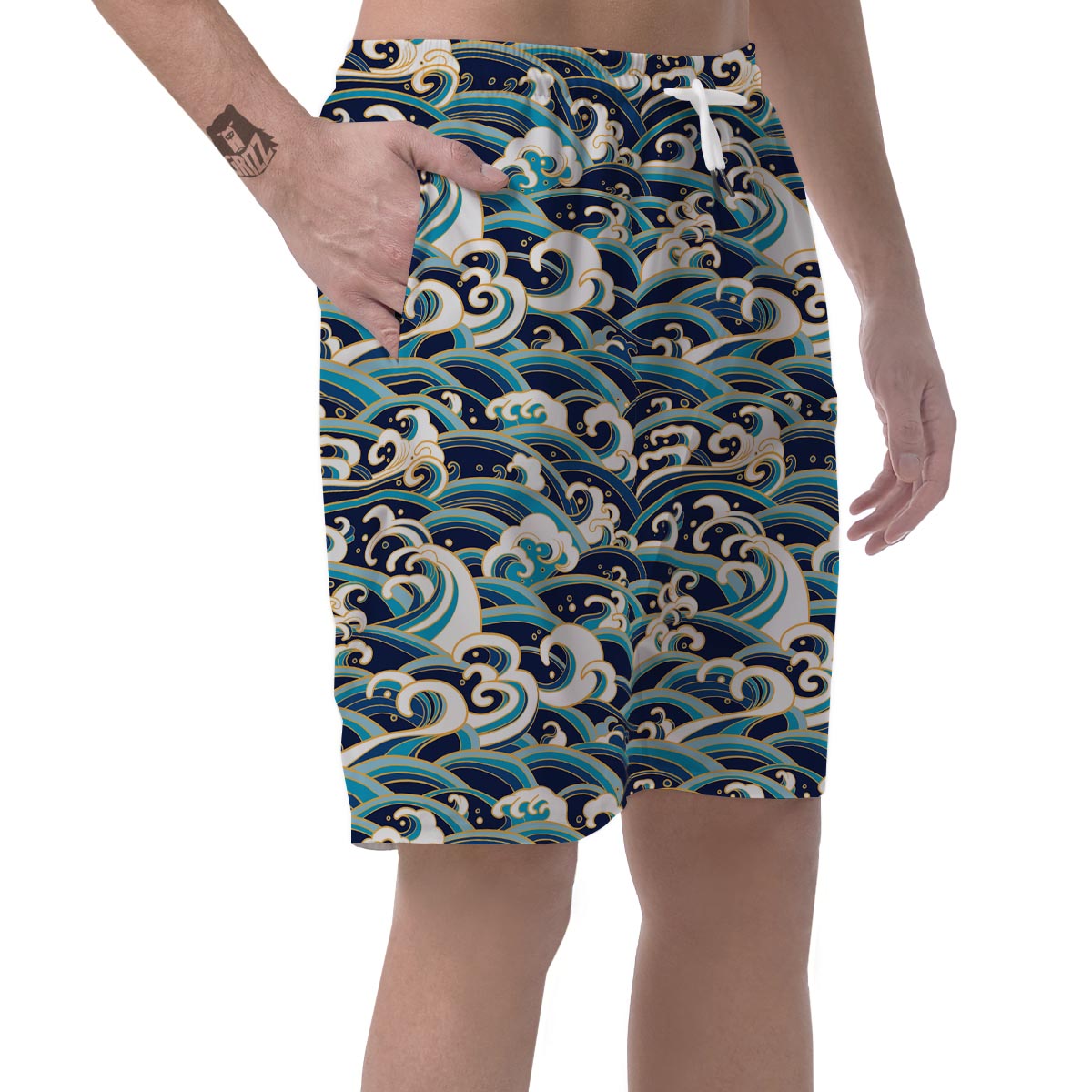 Surfing Sea Wave Print Pattern Men's Shorts-grizzshop