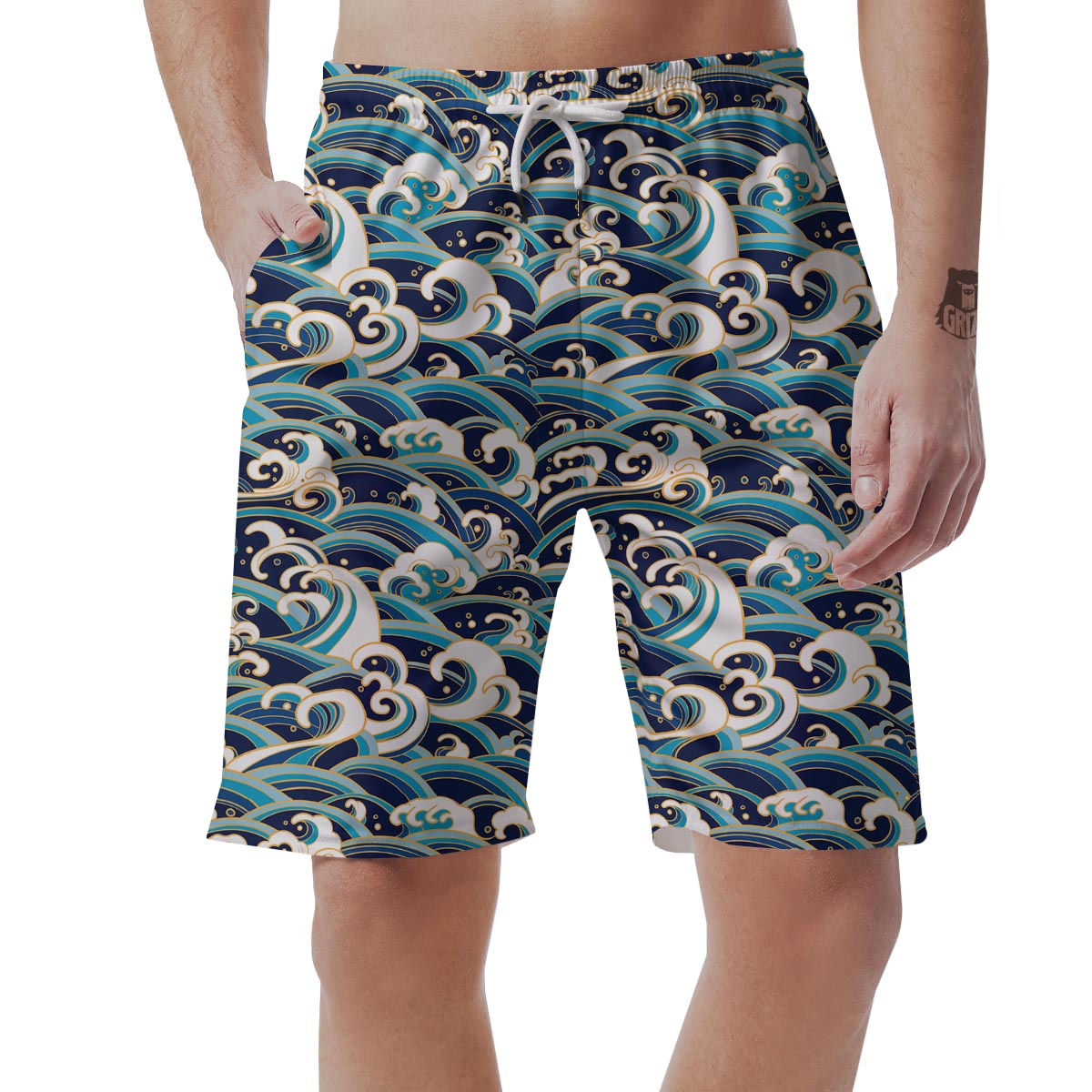 Surfing Sea Wave Print Pattern Men's Shorts-grizzshop