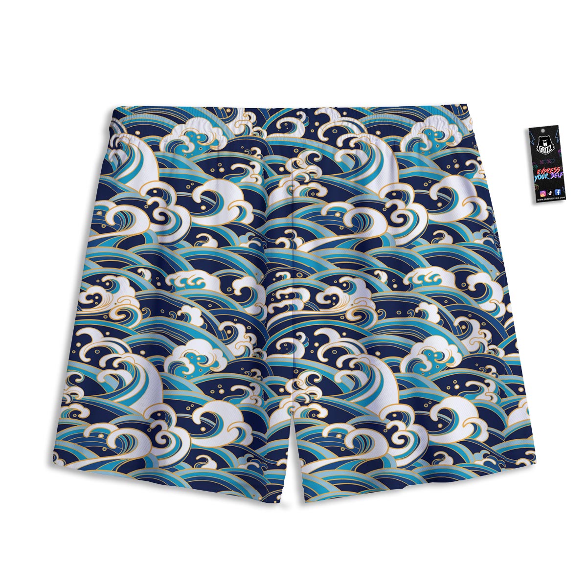 Surfing Sea Wave Print Pattern Mesh Shorts