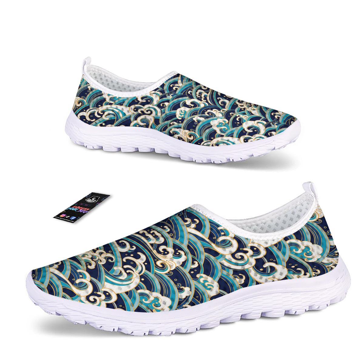 Surfing Sea Wave Print Pattern Nurse Shoes-grizzshop