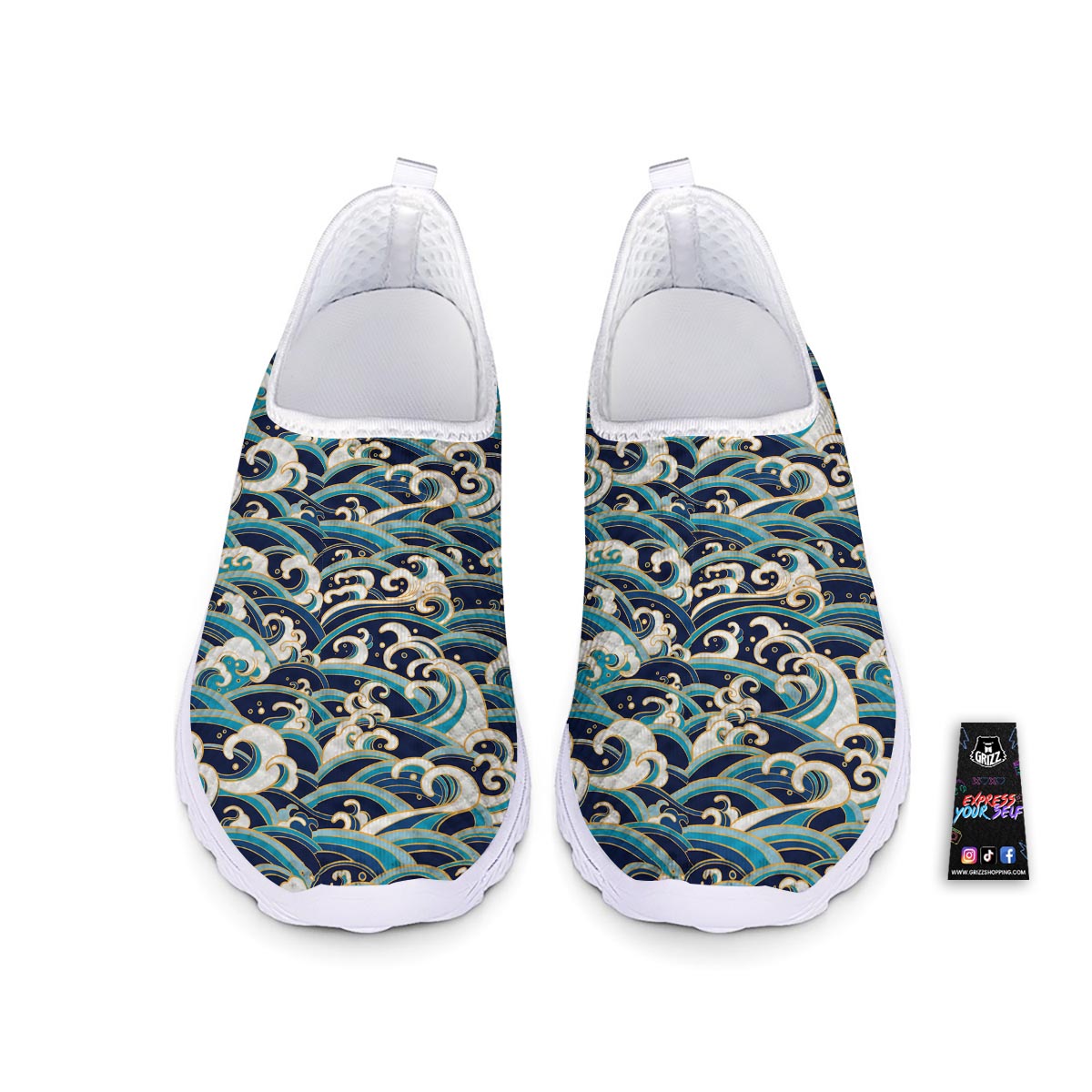 Surfing Sea Wave Print Pattern Nurse Shoes-grizzshop