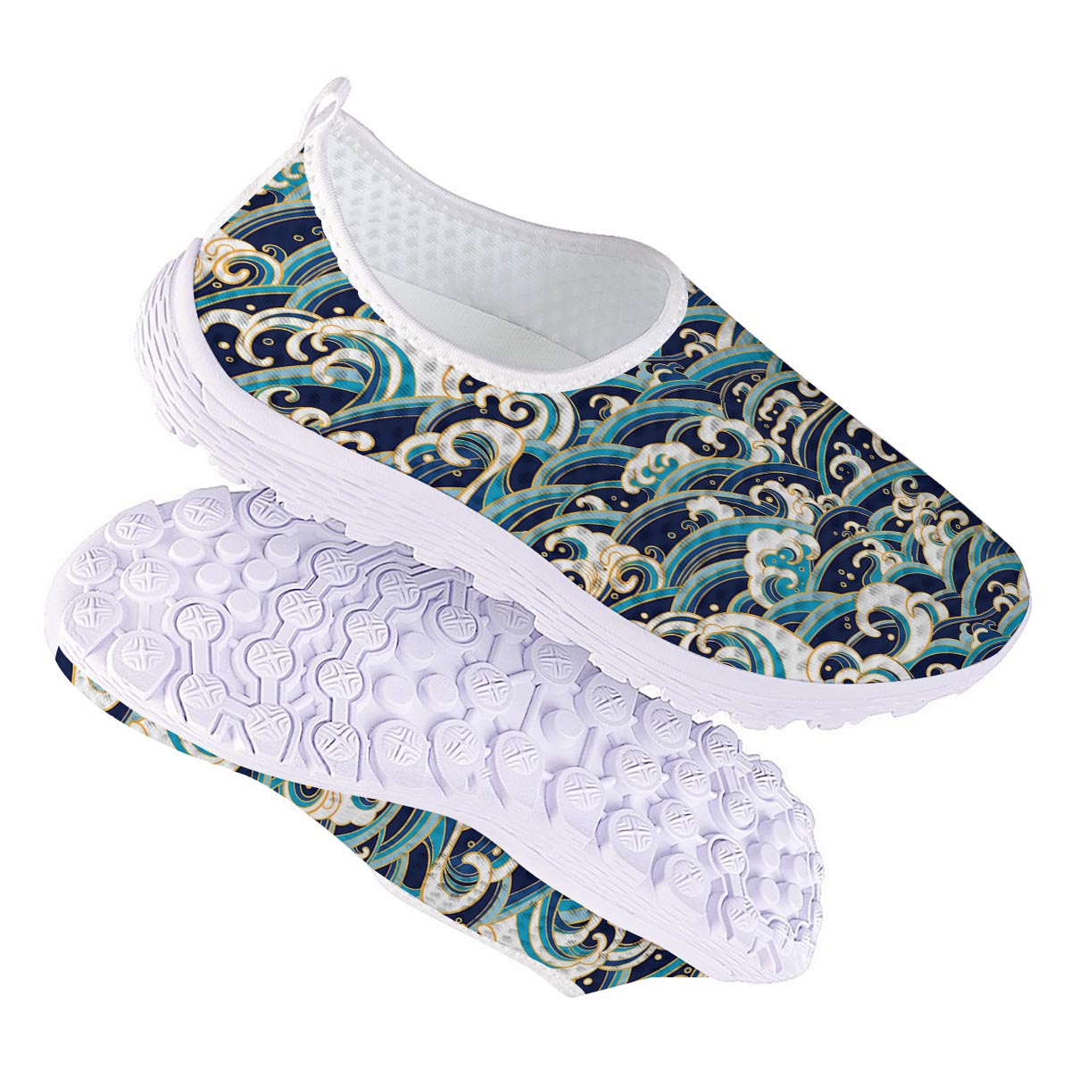 Surfing Sea Wave Print Pattern Nurse Shoes-grizzshop