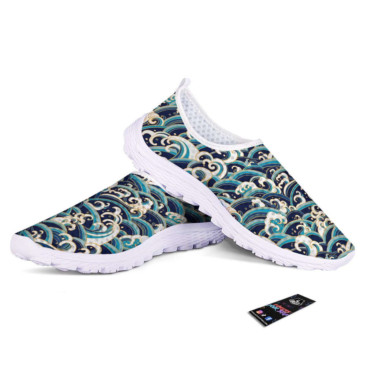 Surfing Sea Wave Print Pattern Nurse Shoes-grizzshop