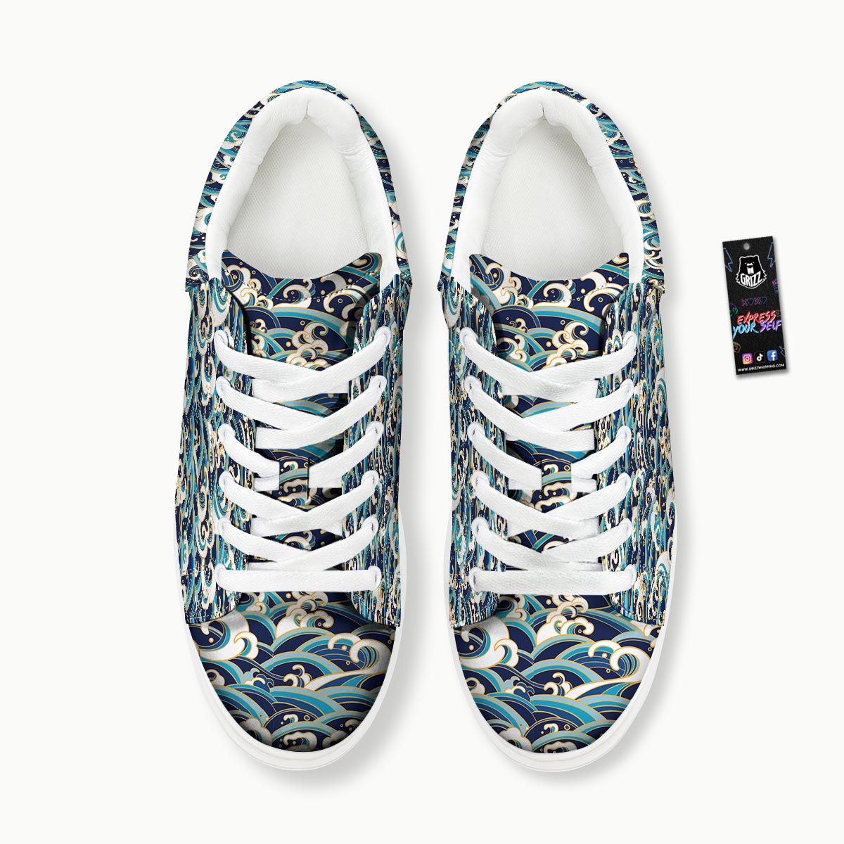 Surfing Sea Wave Print Pattern Platform Shoes-grizzshop