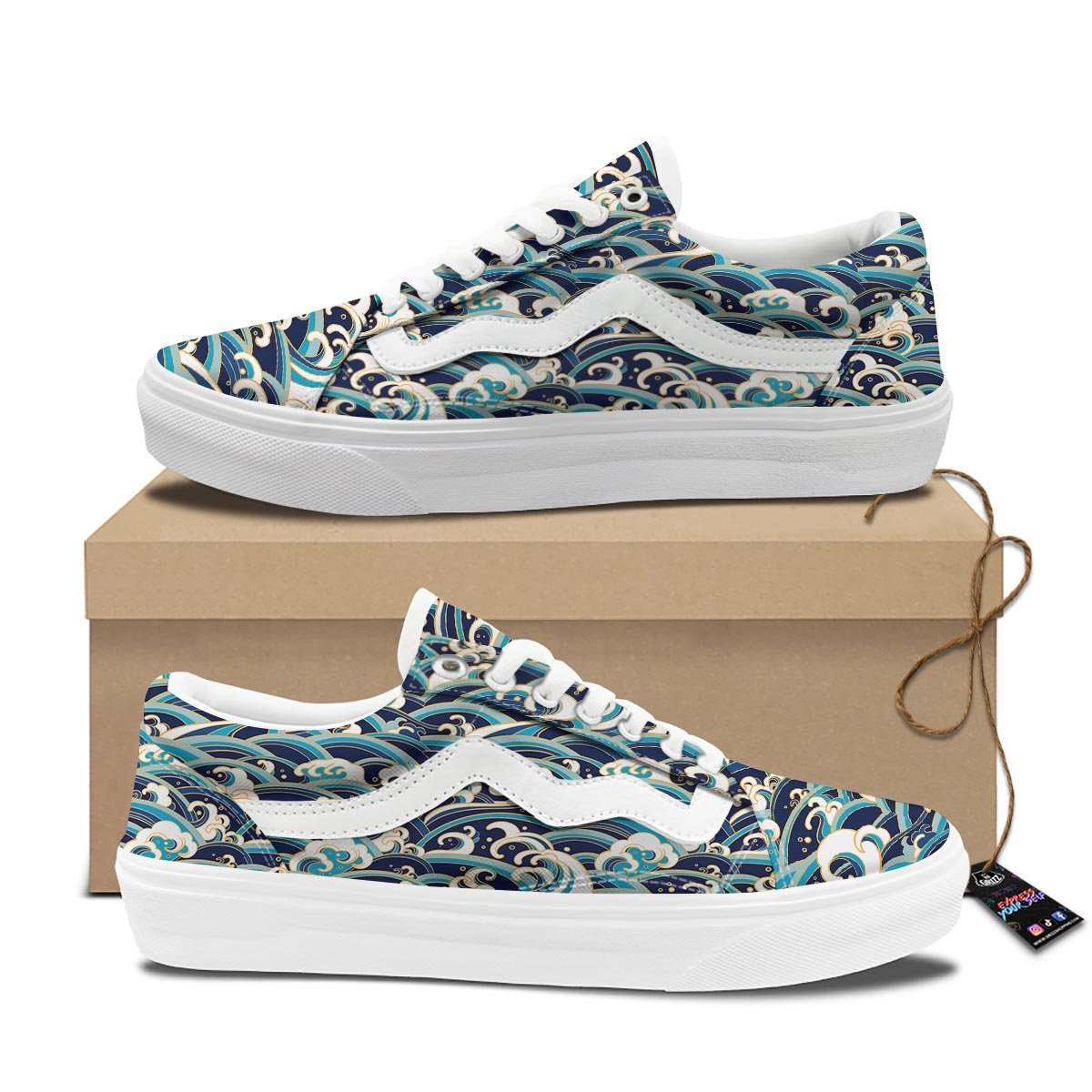 Surfing Sea Wave Print Pattern Skate Shoes-grizzshop
