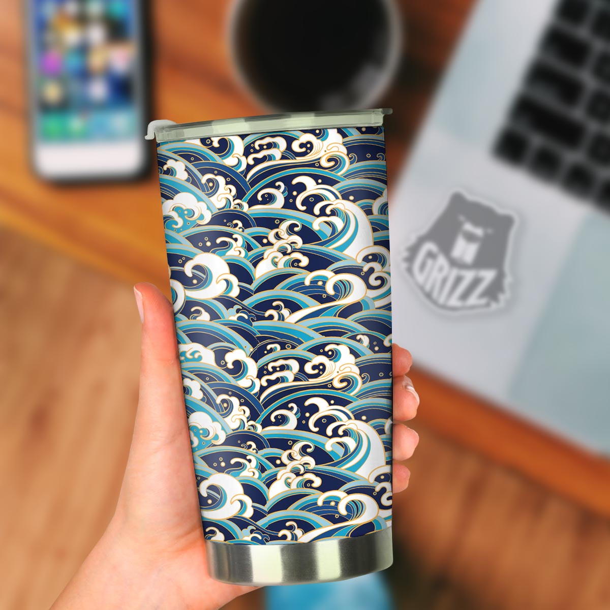 Surfing Sea Wave Print Pattern Tumbler-grizzshop