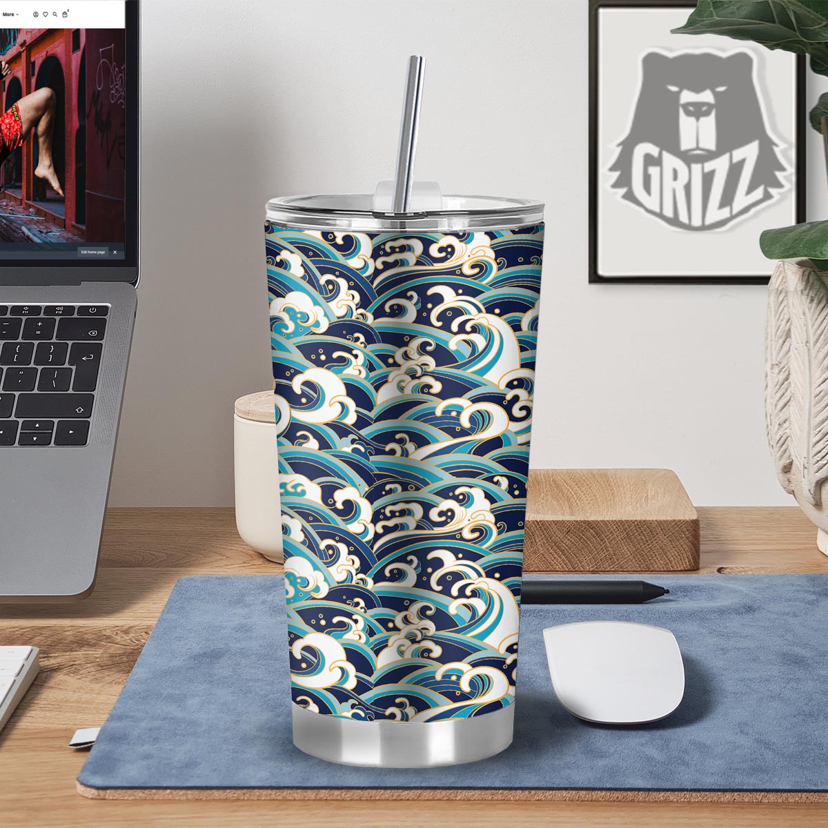 Surfing Sea Wave Print Pattern Tumbler-grizzshop
