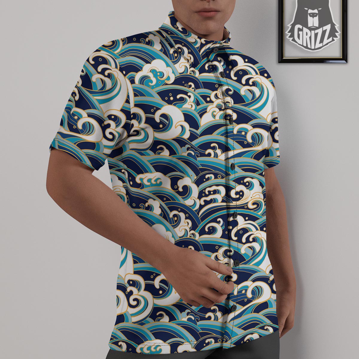 Surfing Sea Wave Print Pattern Untucked Shirts-grizzshop