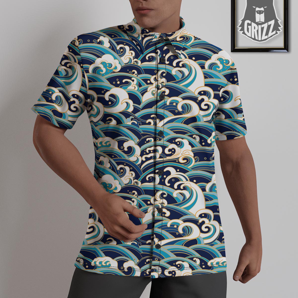 Surfing Sea Wave Print Pattern Untucked Shirts-grizzshop