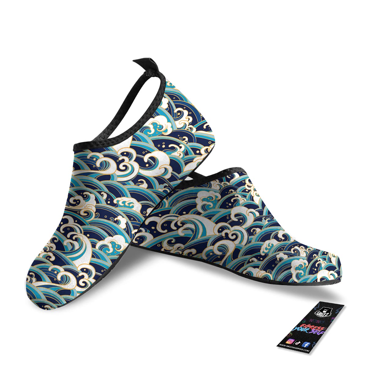 Surfing Sea Wave Print Pattern Water Shoes-grizzshop