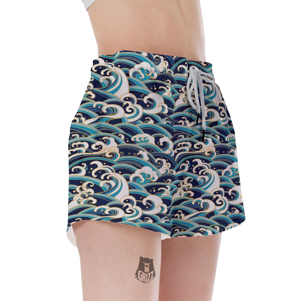 Surfing Sea Wave Print Pattern Women's Shorts-grizzshop