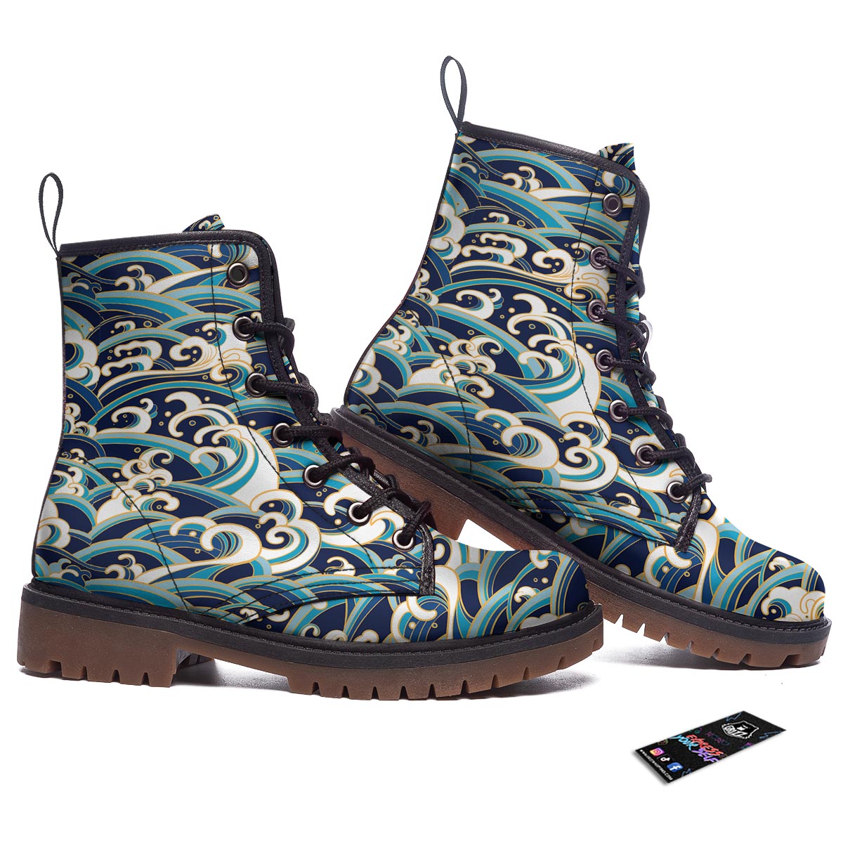 Surfing Sea Wave Print Pattern Work Boots-grizzshop