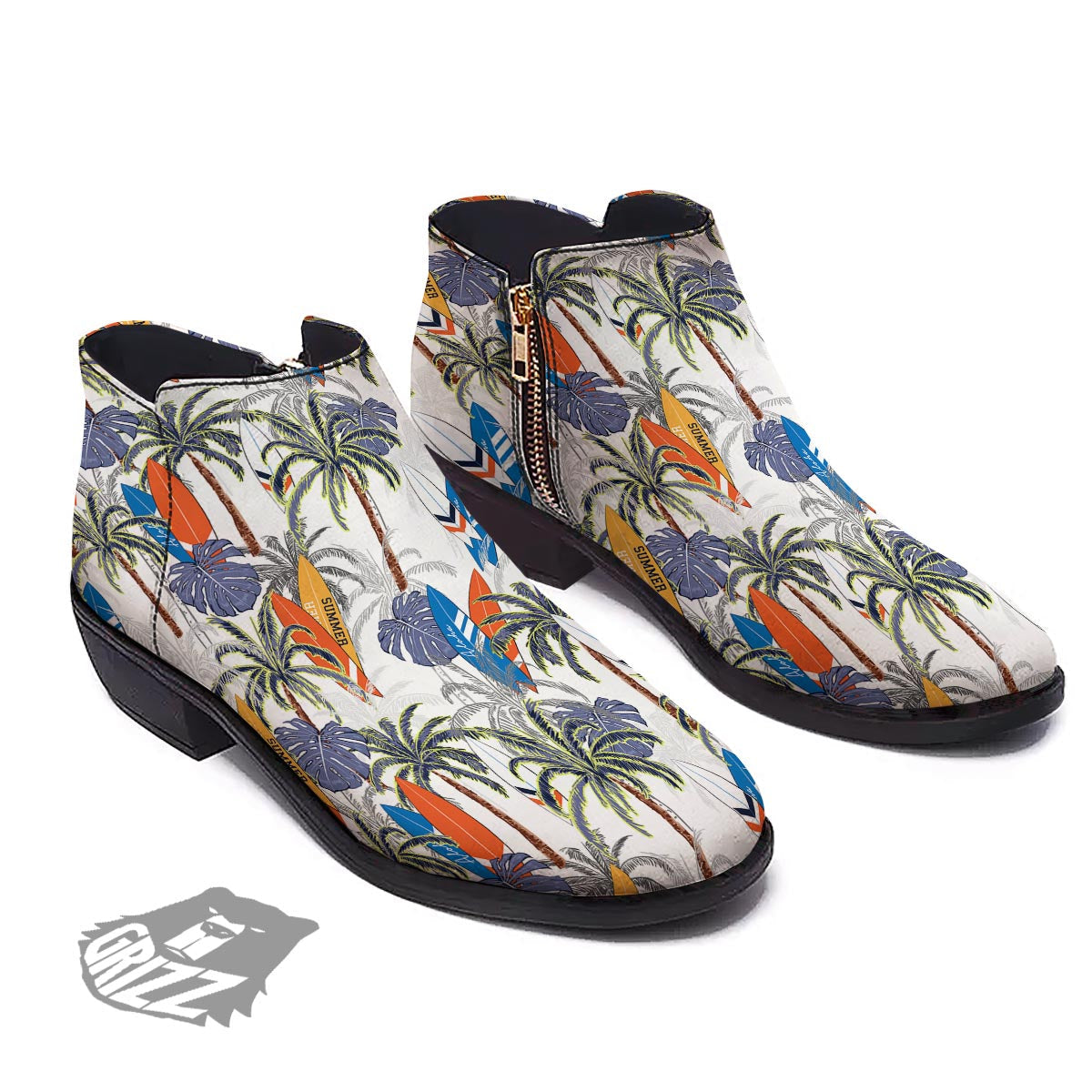 Surfing Summer Print Pattern Ankle Boots-grizzshop