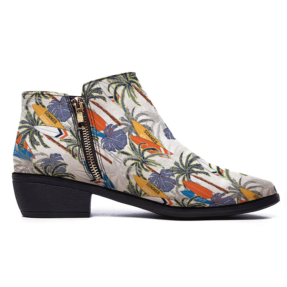 Surfing Summer Print Pattern Ankle Boots-grizzshop