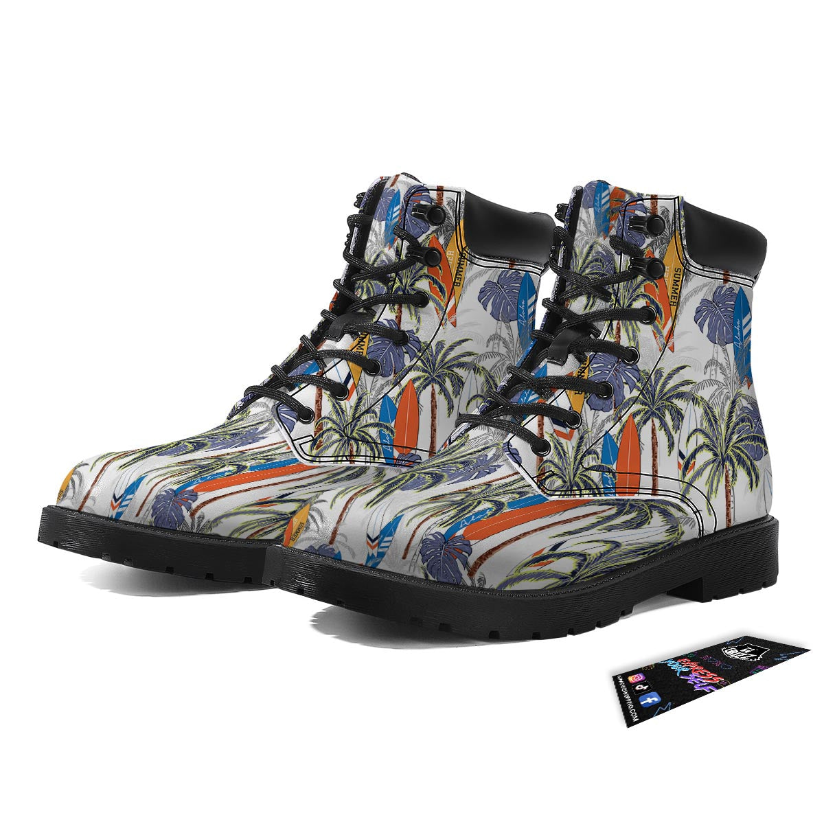 Surfing Summer Print Pattern Boots-grizzshop