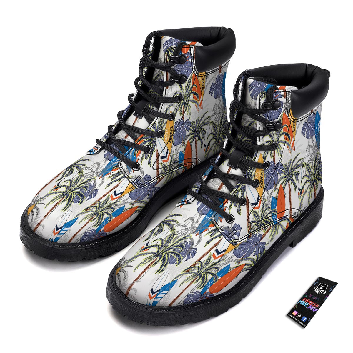 Surfing Summer Print Pattern Boots-grizzshop