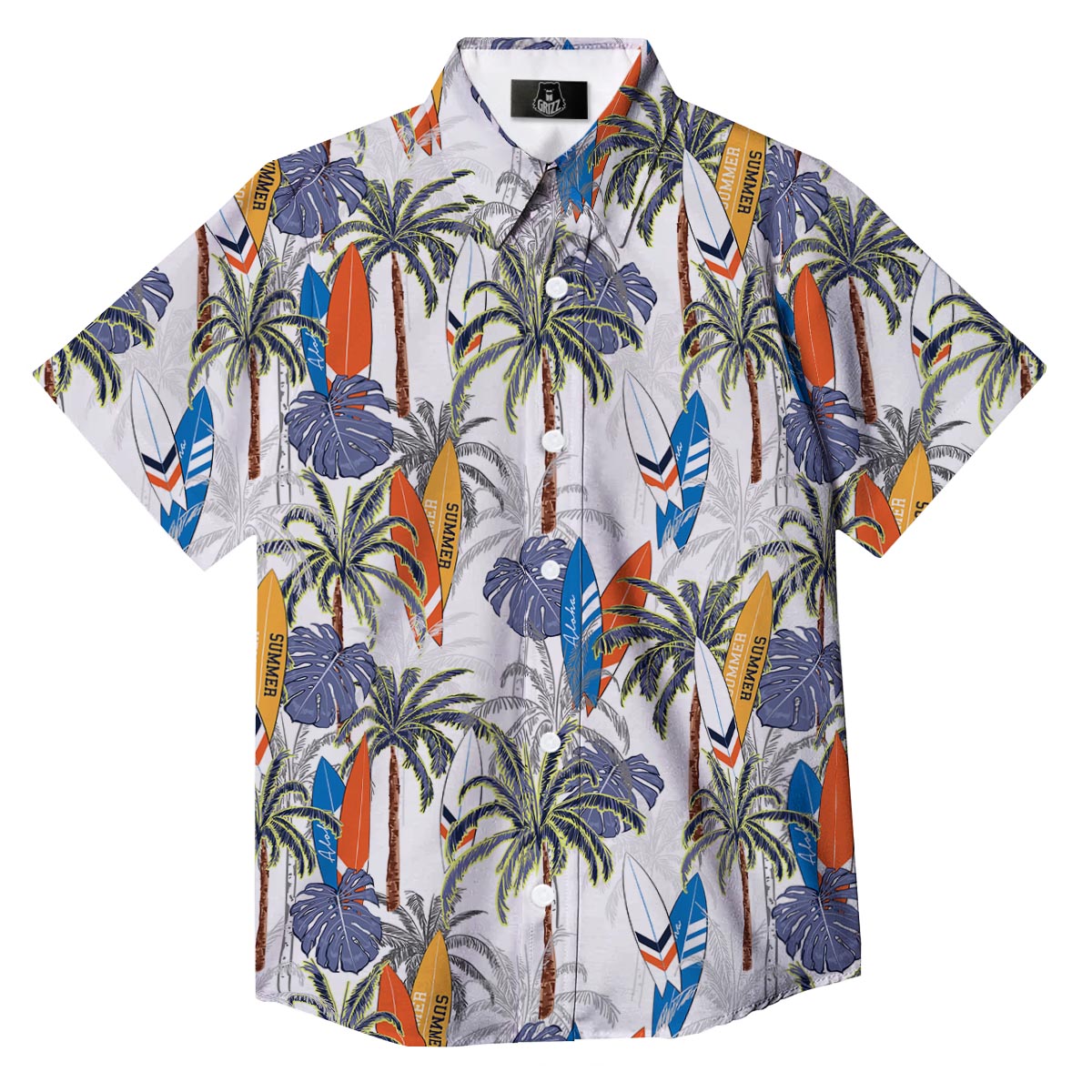 Surfing Summer Print Pattern Button Up Shirt-grizzshop