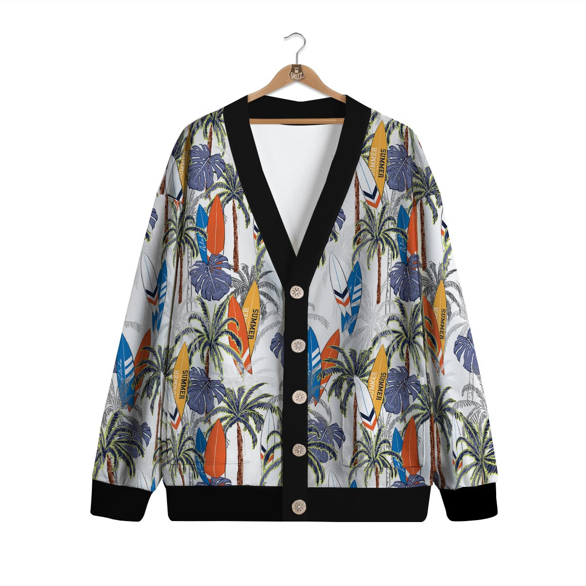 Surfing Summer Print Pattern Cardigan-grizzshop