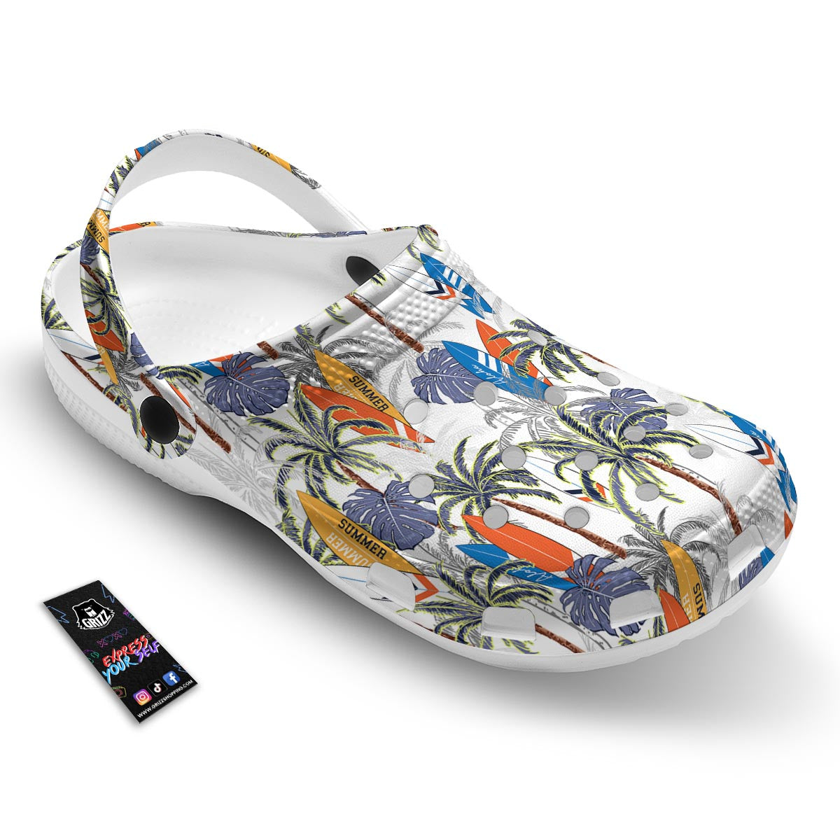 Surfing Summer Print Pattern Clog-grizzshop