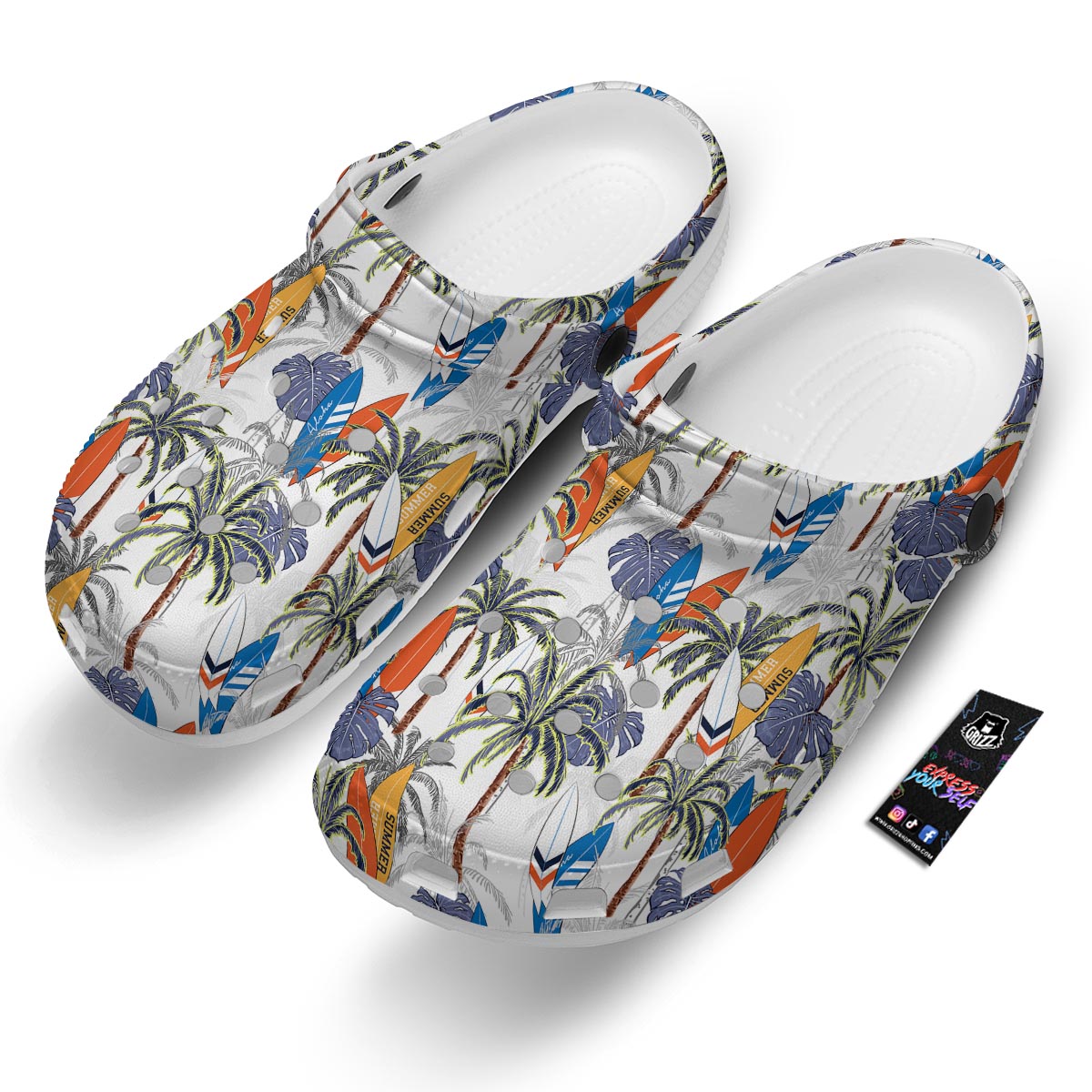 Surfing Summer Print Pattern Clog-grizzshop