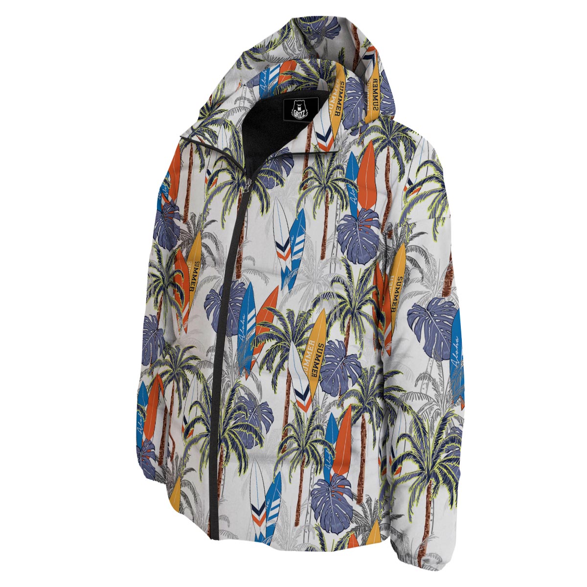 Surfing Summer Print Pattern Down Jacket-grizzshop
