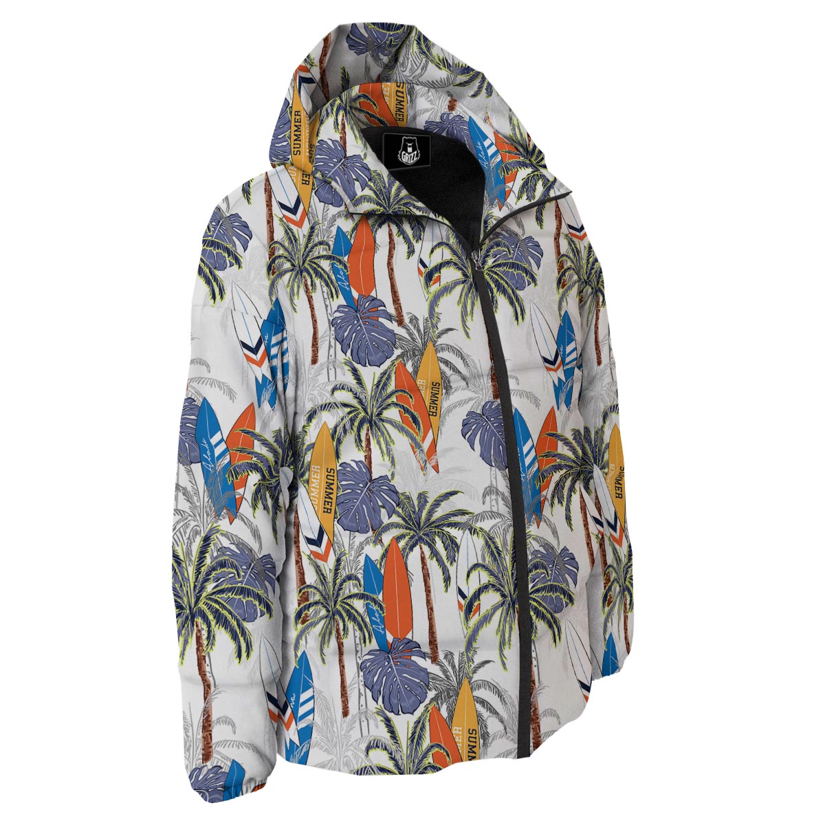 Surfing Summer Print Pattern Down Jacket-grizzshop