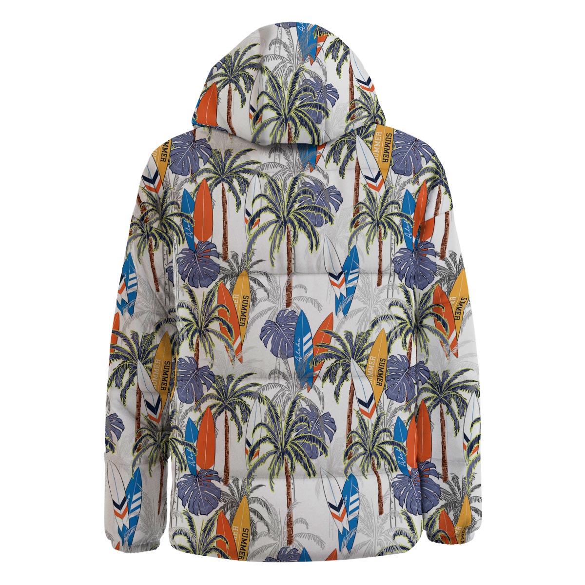 Surfing Summer Print Pattern Down Jacket-grizzshop