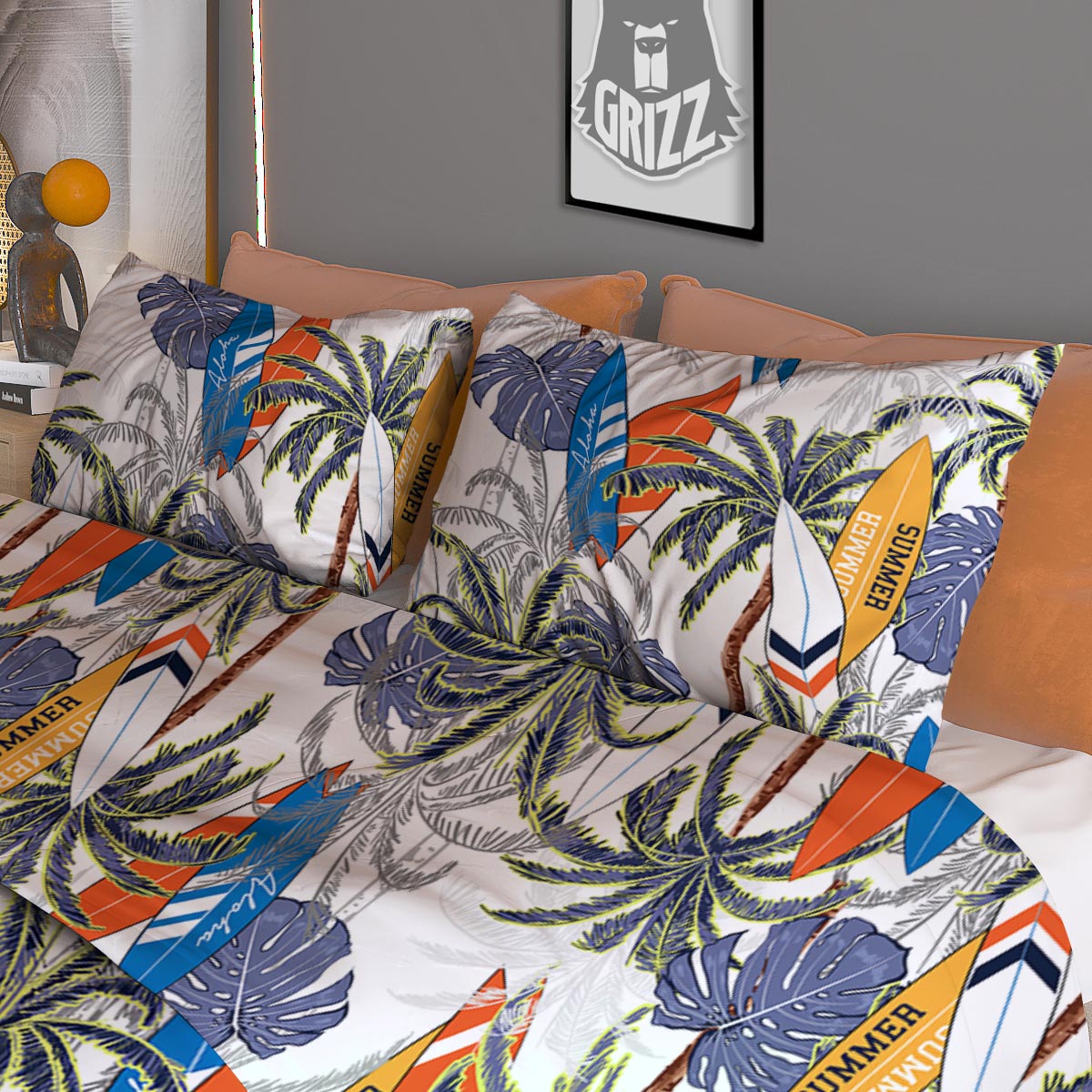 Surfing Summer Print Pattern Duvet Cover Bedding Set