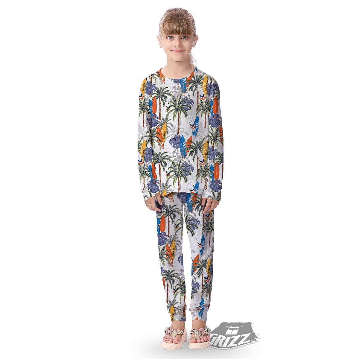 Surfing Summer Print Pattern Kid's Pajamas-grizzshop