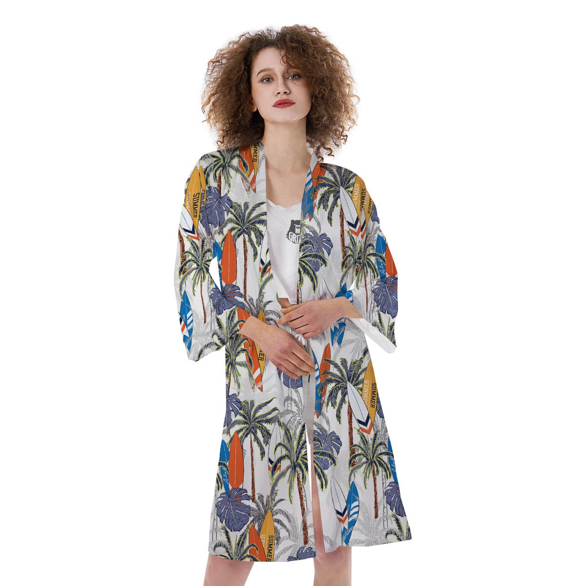 Surfing Summer Print Pattern Kimono-grizzshop