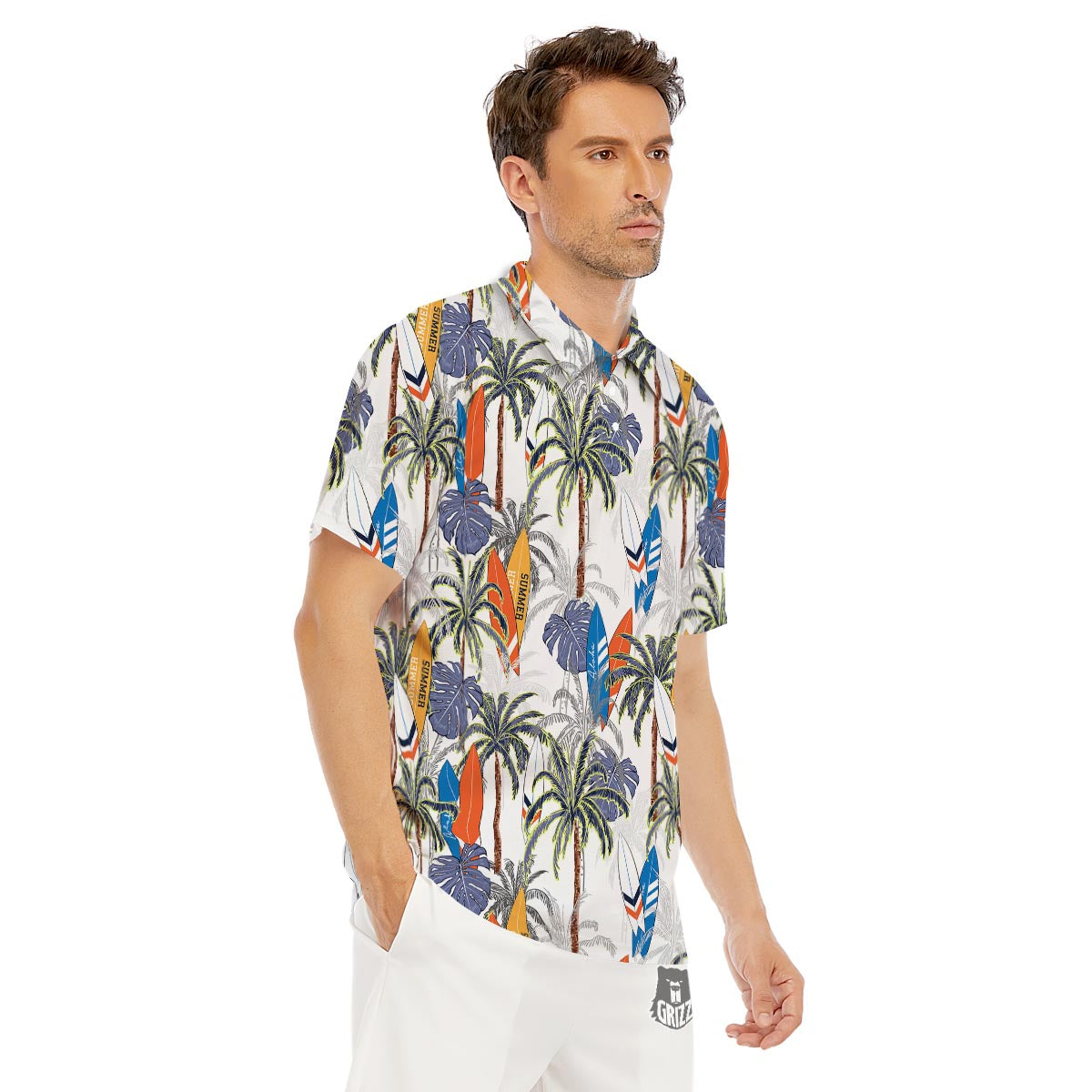 Surfing Summer Print Pattern Men's Golf Shirts-grizzshop