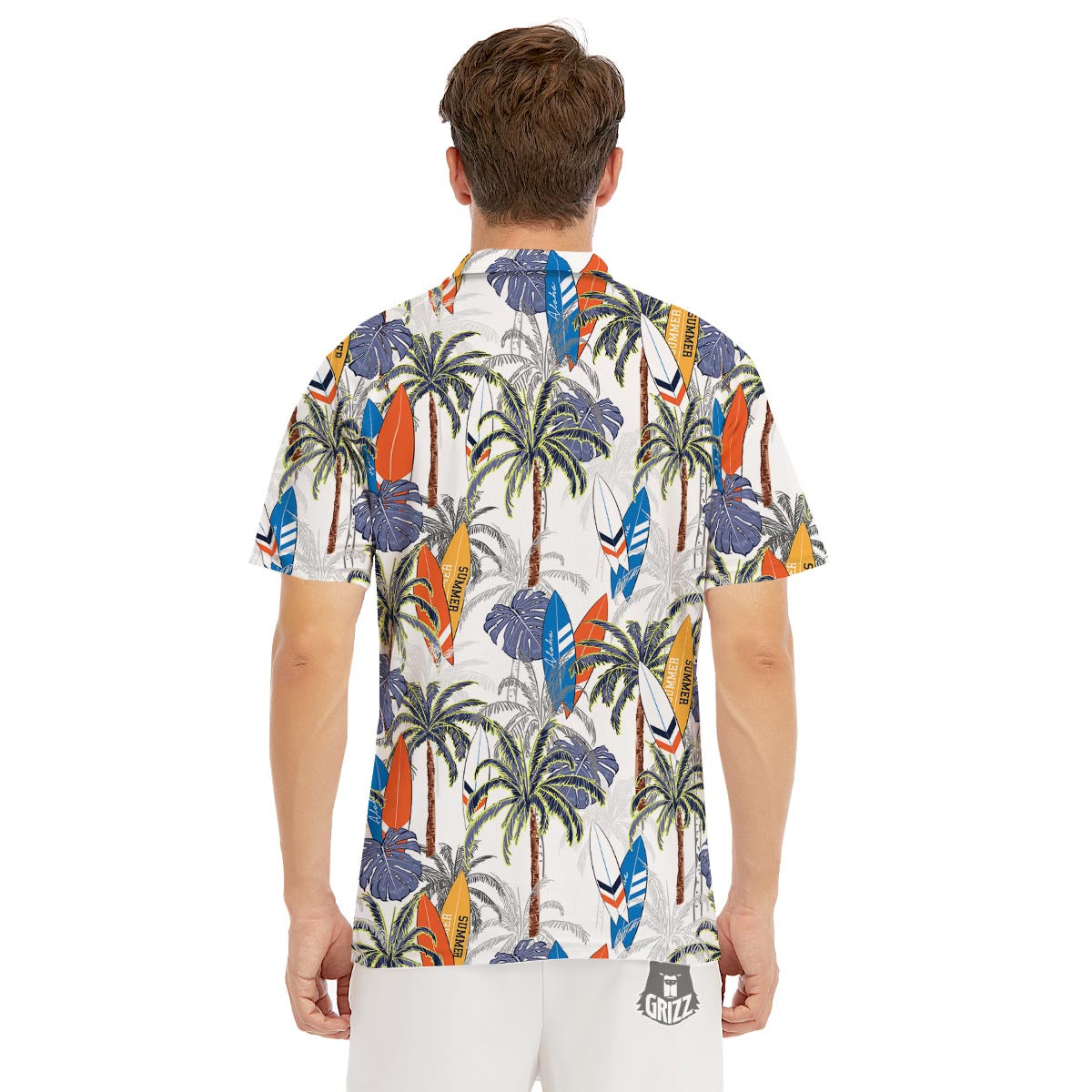 Surfing Summer Print Pattern Men's Golf Shirts-grizzshop