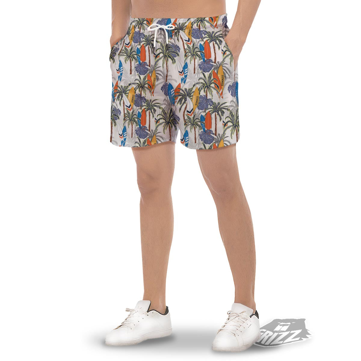 Surfing Summer Print Pattern Men's Gym Shorts-grizzshop