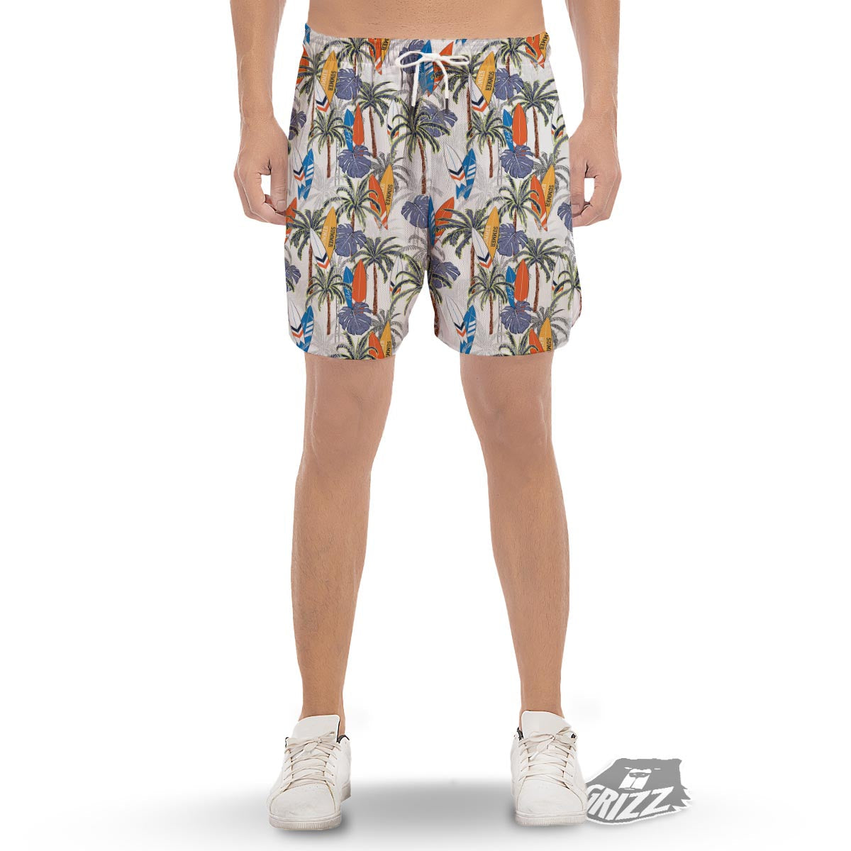 Surfing Summer Print Pattern Men's Gym Shorts-grizzshop