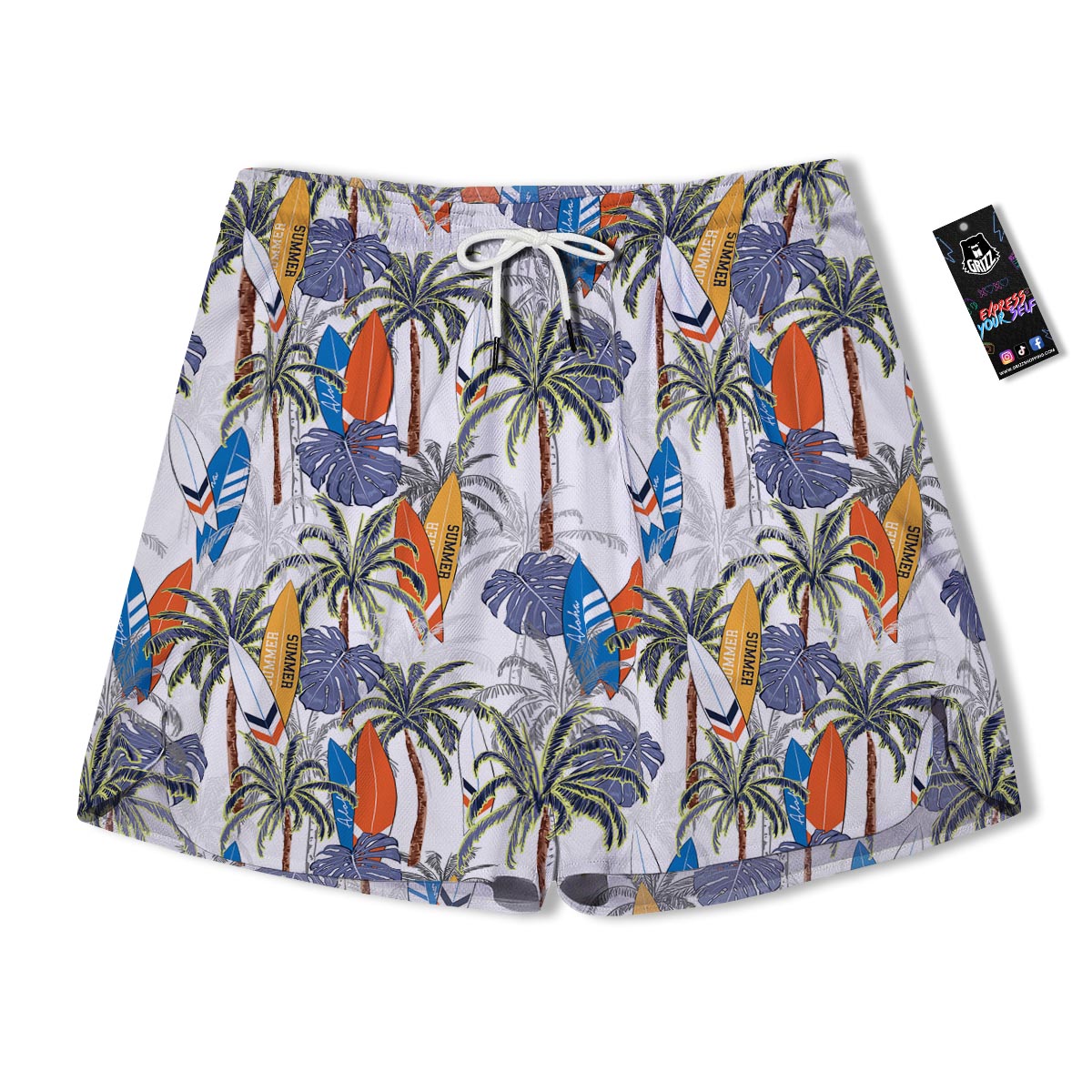 Surfing Summer Print Pattern Men's Running Shorts-grizzshop