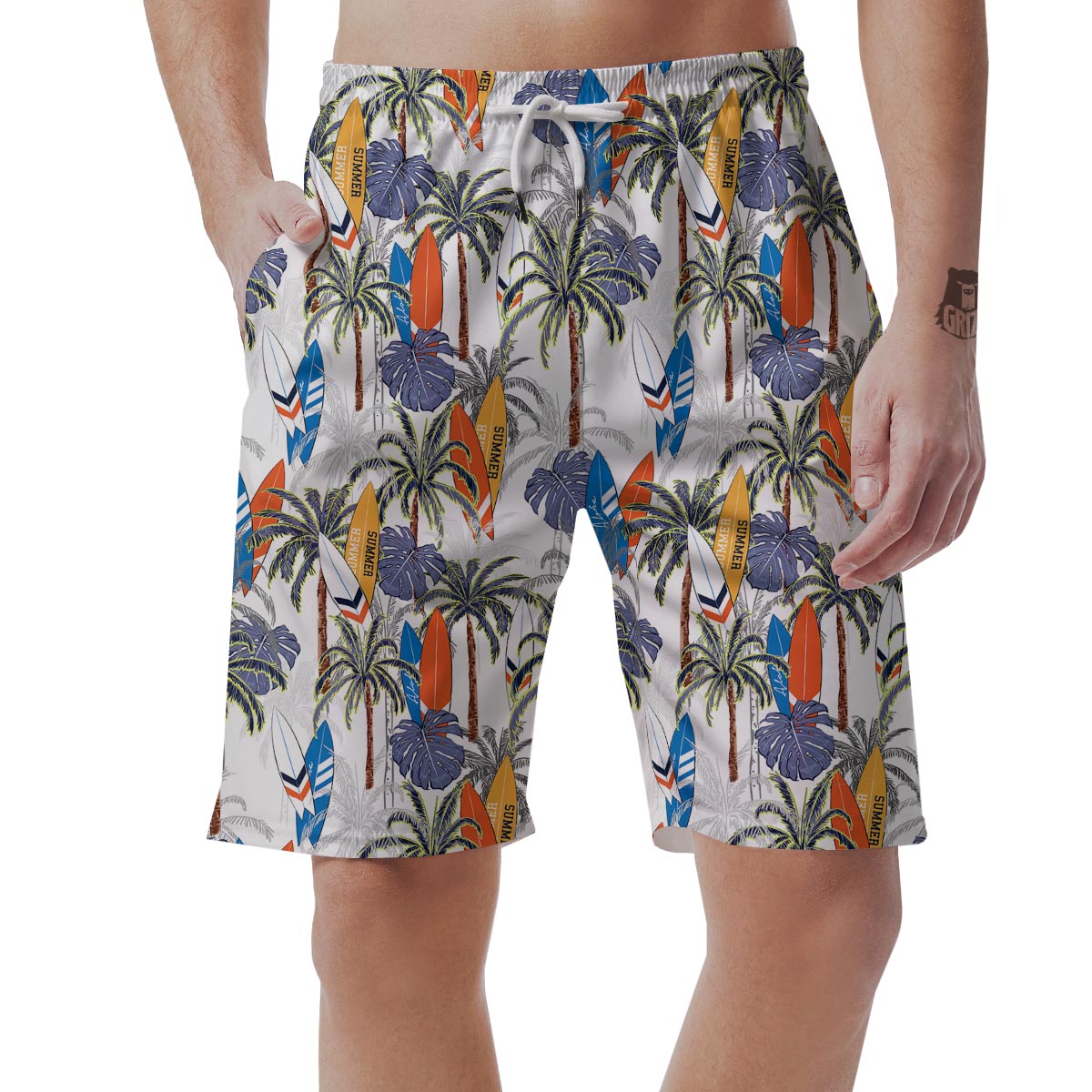Surfing Summer Print Pattern Men's Shorts-grizzshop