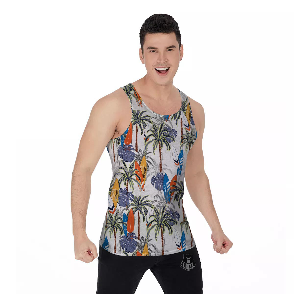 Surfing Summer Print Pattern Men's Tank Top-grizzshop