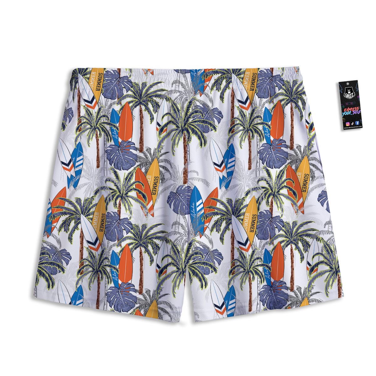 Surfing Summer Print Pattern Mesh Shorts