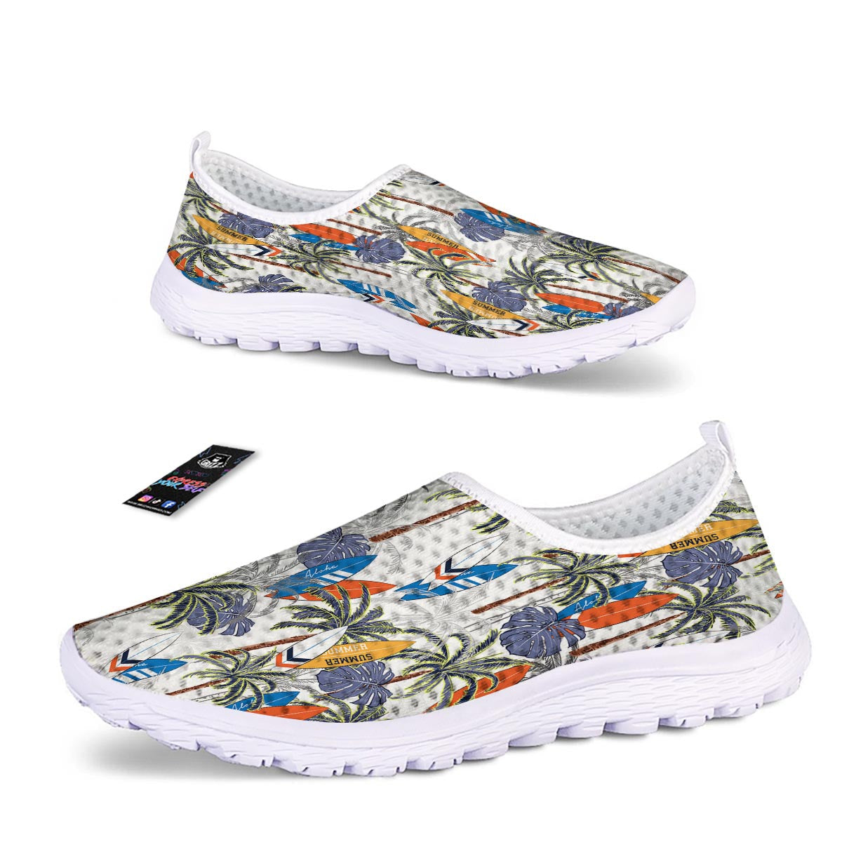 Surfing Summer Print Pattern Nurse Shoes-grizzshop